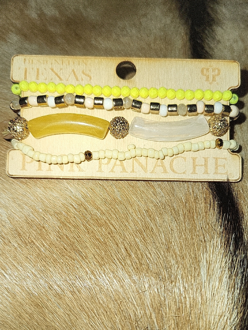 PENNY PANACHE Lemon & Ivory Beaded Bracelet Set